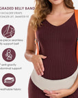 Belly Bands for Pregnant Women, Pregnancy Belly Band with Adjustable Support Brace Straps, Maternity Belt for Back, Abdomen and Waist (Beige,M)