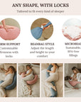 Pregnancy Pillow 5-In-1 【Cooling Cover, Adjustable to Grow with Belly】 Beanbag Style, Lockable O-Shape Nursing Pillow, 5-Point Full Body Support, Maternity Pillow with Travel Bag - Blue