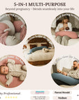 Pregnancy Pillow 5-In-1 【Cooling Cover, Adjustable to Grow with Belly】 Beanbag Style, Lockable O-Shape Nursing Pillow, 5-Point Full Body Support, Maternity Pillow with Travel Bag - Blue