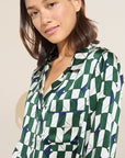 Inez Washable Silk Printed Long PJ Set