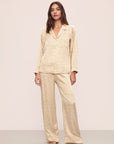 Inez Washable Silk Printed Long PJ Set