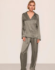 Inez Washable Silk Printed Long PJ Set