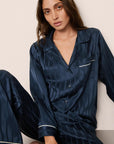 Inez Washable Silk Jacquard Long PJ Set