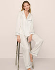 Inez Washable Silk Jacquard Long PJ Set