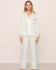 Inez Washable Silk Jacquard Long PJ Set