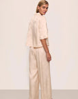 Inez Washable Silk Jacquard Relaxed Wide Leg Pant PJ Set