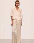 Inez Washable Silk Jacquard Relaxed Wide Leg Pant PJ Set