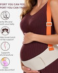 Belly Bands for Pregnant Women, Pregnancy Belly Band with Adjustable Support Brace Straps, Maternity Belt for Back, Abdomen and Waist (Beige,M)