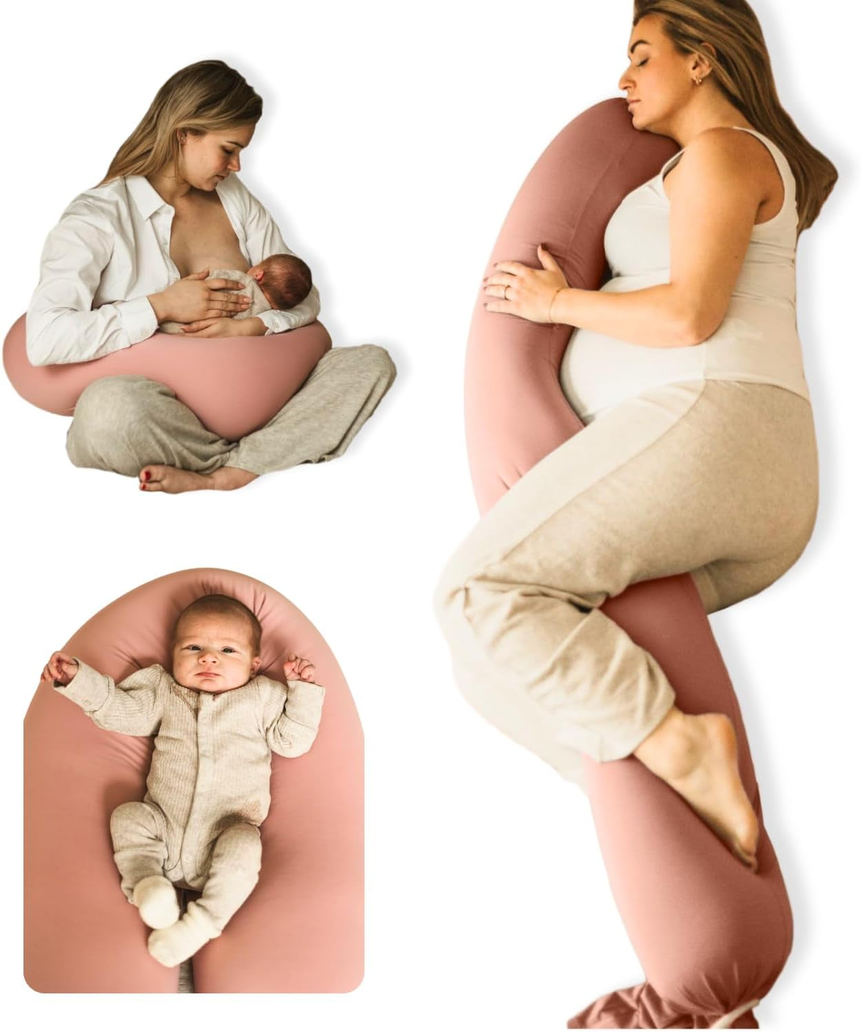Pregnancy Pillow 5-In-1 【Cooling Cover, Adjustable to Grow with Belly】 Beanbag Style, Lockable O-Shape Nursing Pillow, 5-Point Full Body Support, Maternity Pillow with Travel Bag - Blue