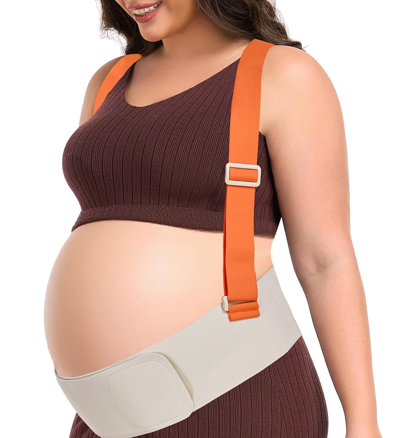Belly Bands for Pregnant Women, Pregnancy Belly Band with Adjustable Support Brace Straps, Maternity Belt for Back, Abdomen and Waist (Beige,M)