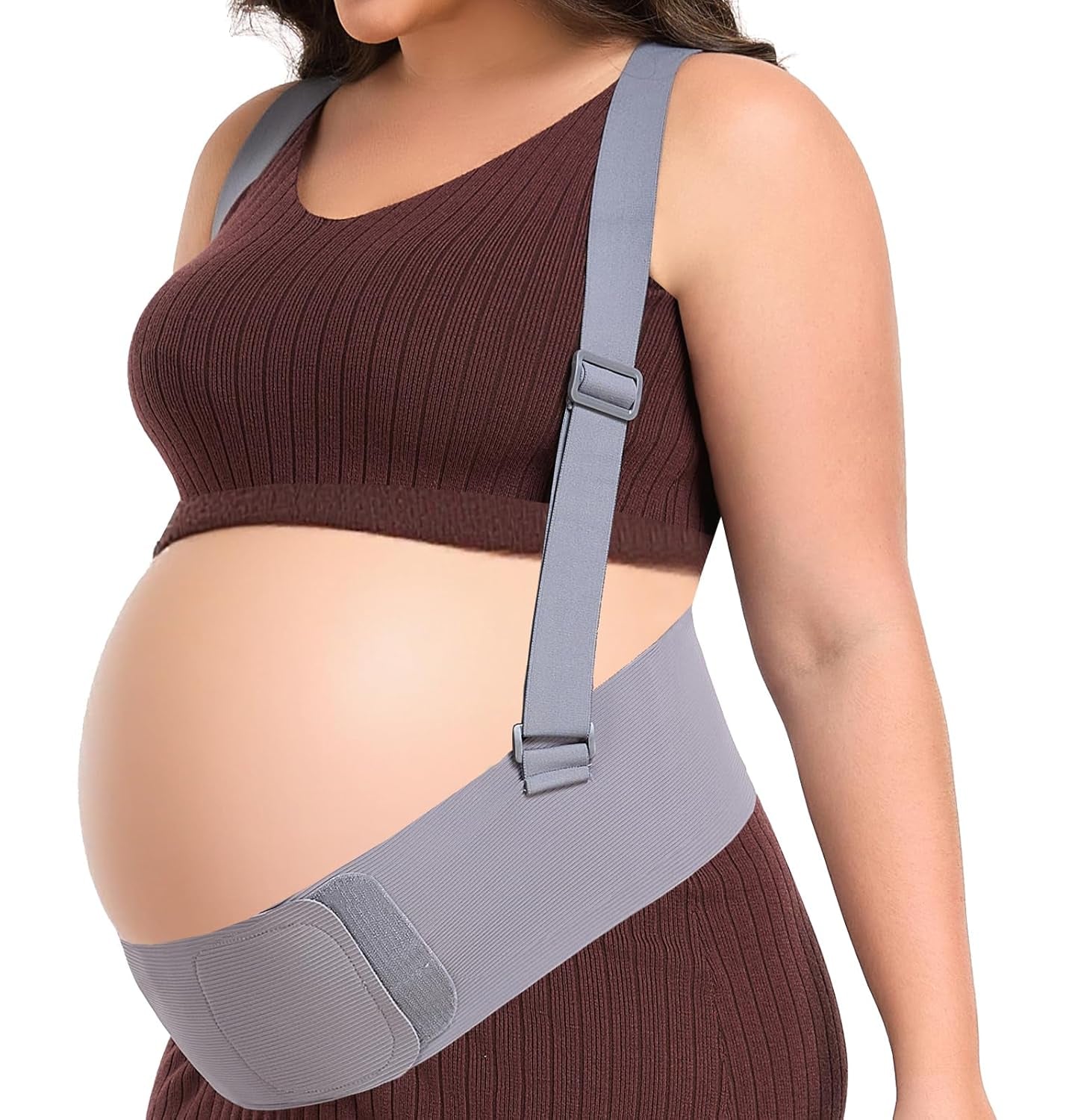 Belly Bands for Pregnant Women, Pregnancy Belly Band with Adjustable Support Brace Straps, Maternity Belt for Back, Abdomen and Waist (Beige,M)