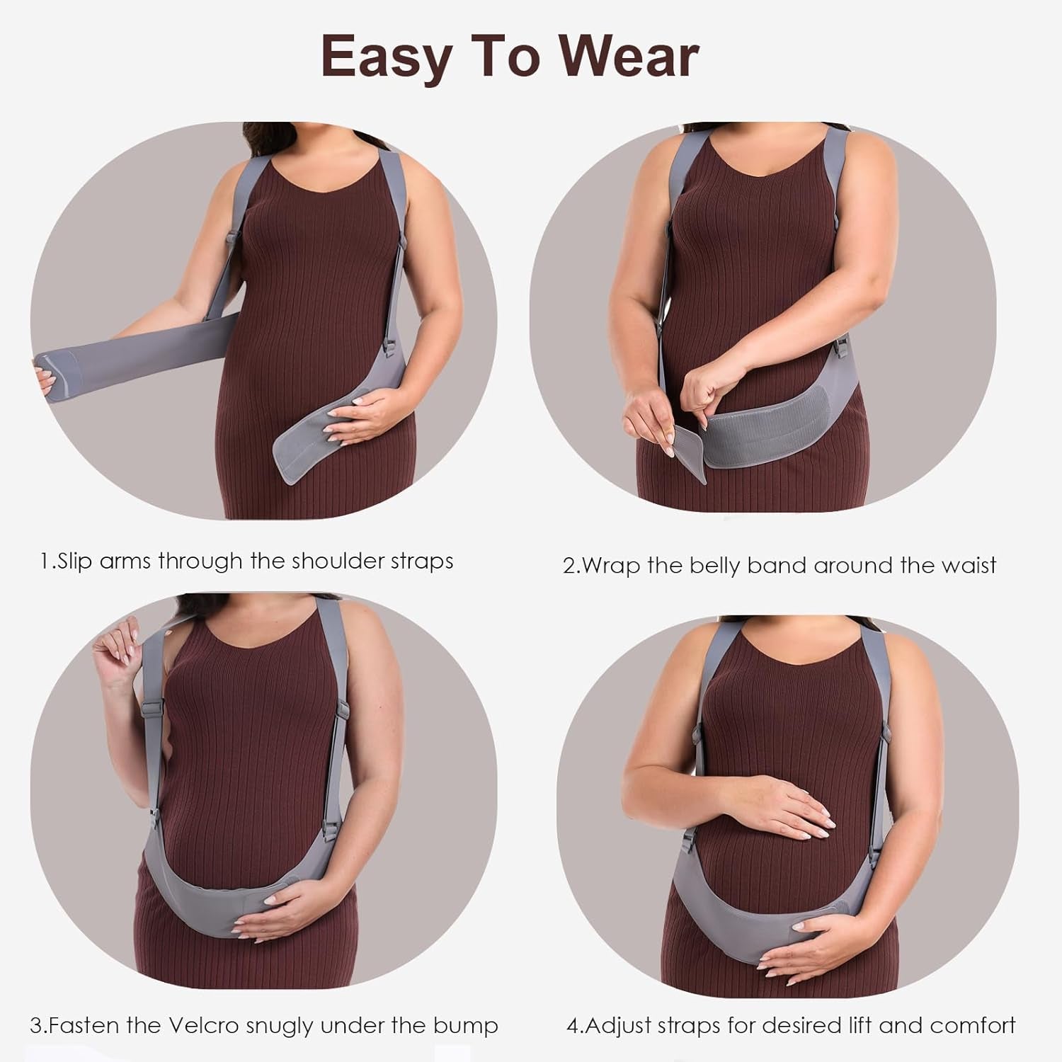 Belly Bands for Pregnant Women, Pregnancy Belly Band with Adjustable Support Brace Straps, Maternity Belt for Back, Abdomen and Waist (Beige,M)