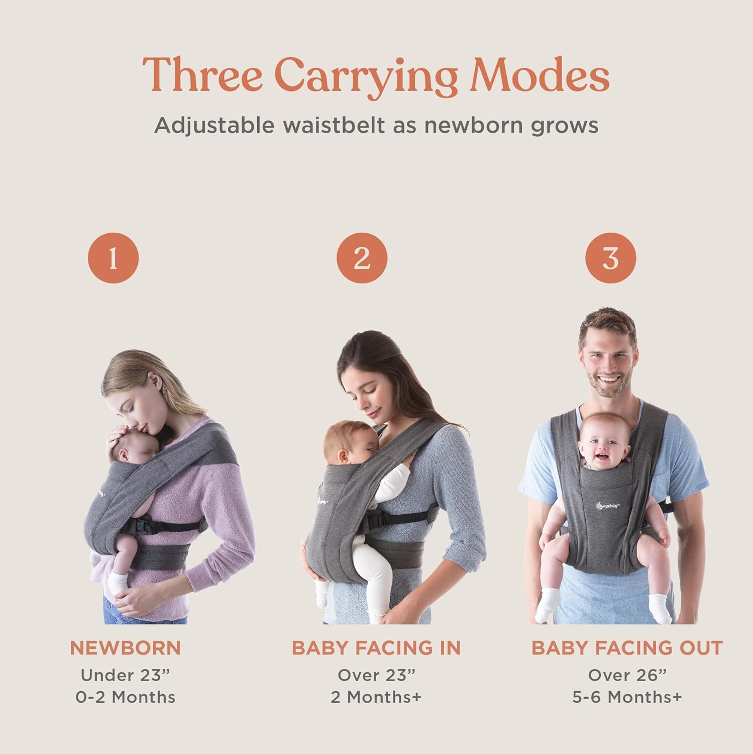 Embrace Baby Carrier Newborn to Toddler - Lightweight Ergonomic Baby Carriers - Cozy Essentials (7-25 Pounds), Ponte Knit, Cream