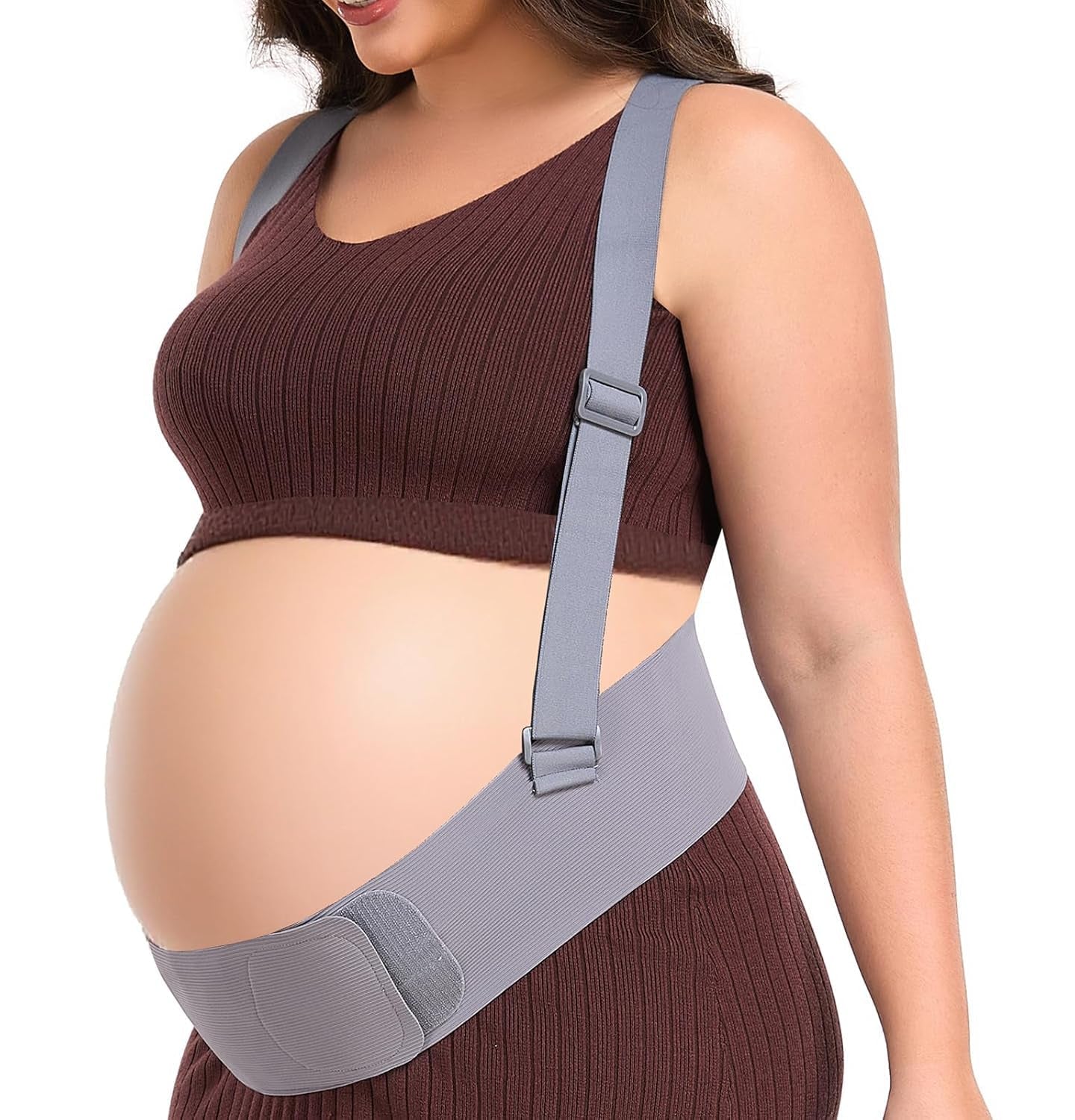 Belly Bands for Pregnant Women, Pregnancy Belly Band with Adjustable Support Brace Straps, Maternity Belt for Back, Abdomen and Waist (Beige,M)