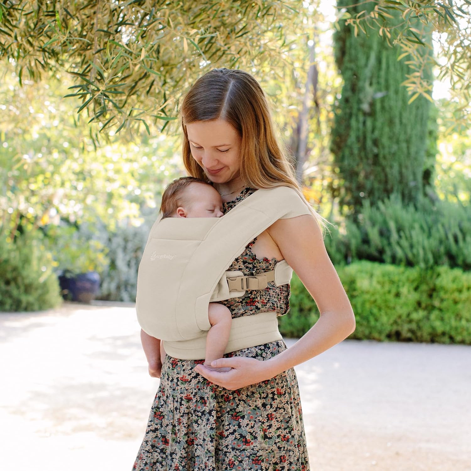 Embrace Baby Carrier Newborn to Toddler - Lightweight Ergonomic Baby Carriers - Cozy Essentials (7-25 Pounds), Ponte Knit, Cream