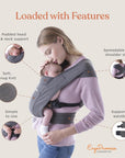 Embrace Baby Carrier Newborn to Toddler - Lightweight Ergonomic Baby Carriers - Cozy Essentials (7-25 Pounds), Ponte Knit, Cream