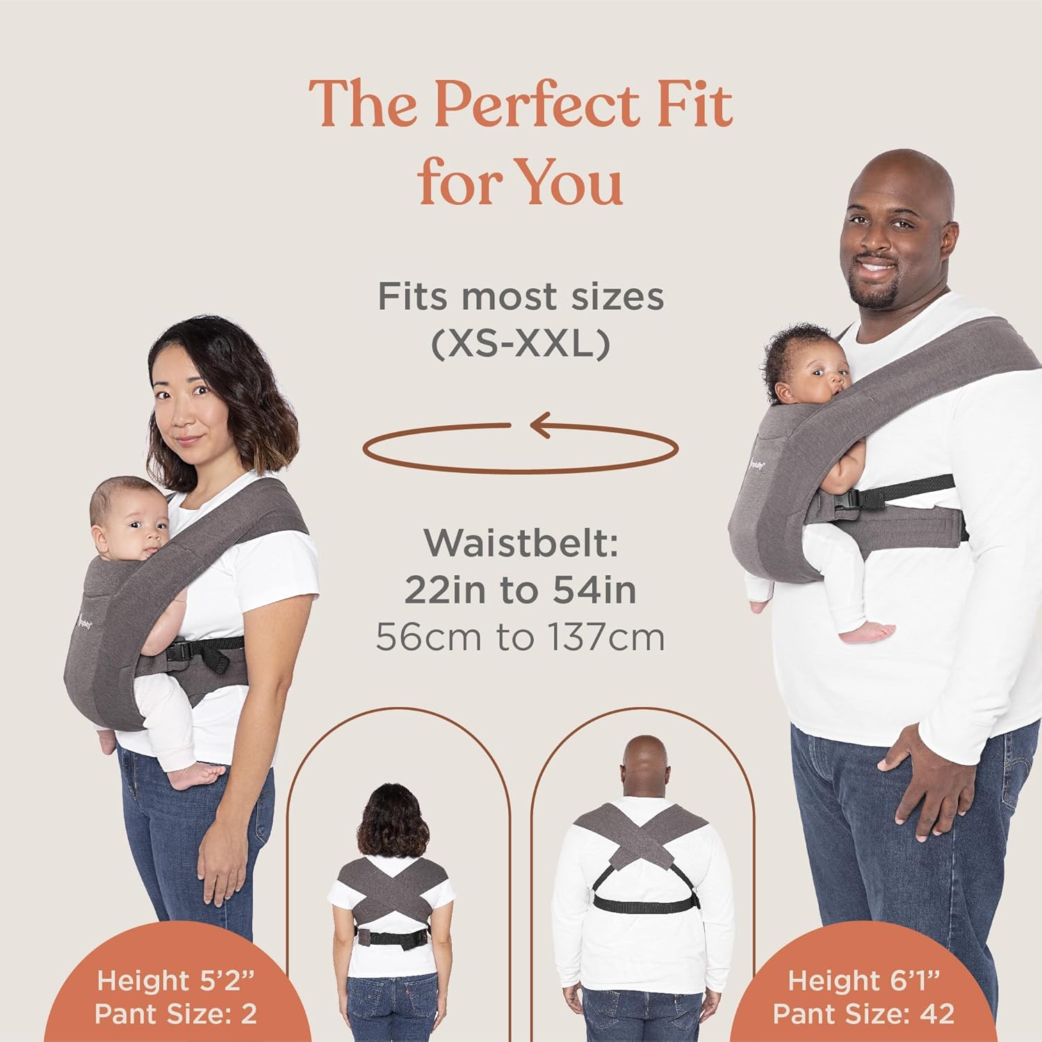 Embrace Baby Carrier Newborn to Toddler - Lightweight Ergonomic Baby Carriers - Cozy Essentials (7-25 Pounds), Ponte Knit, Cream