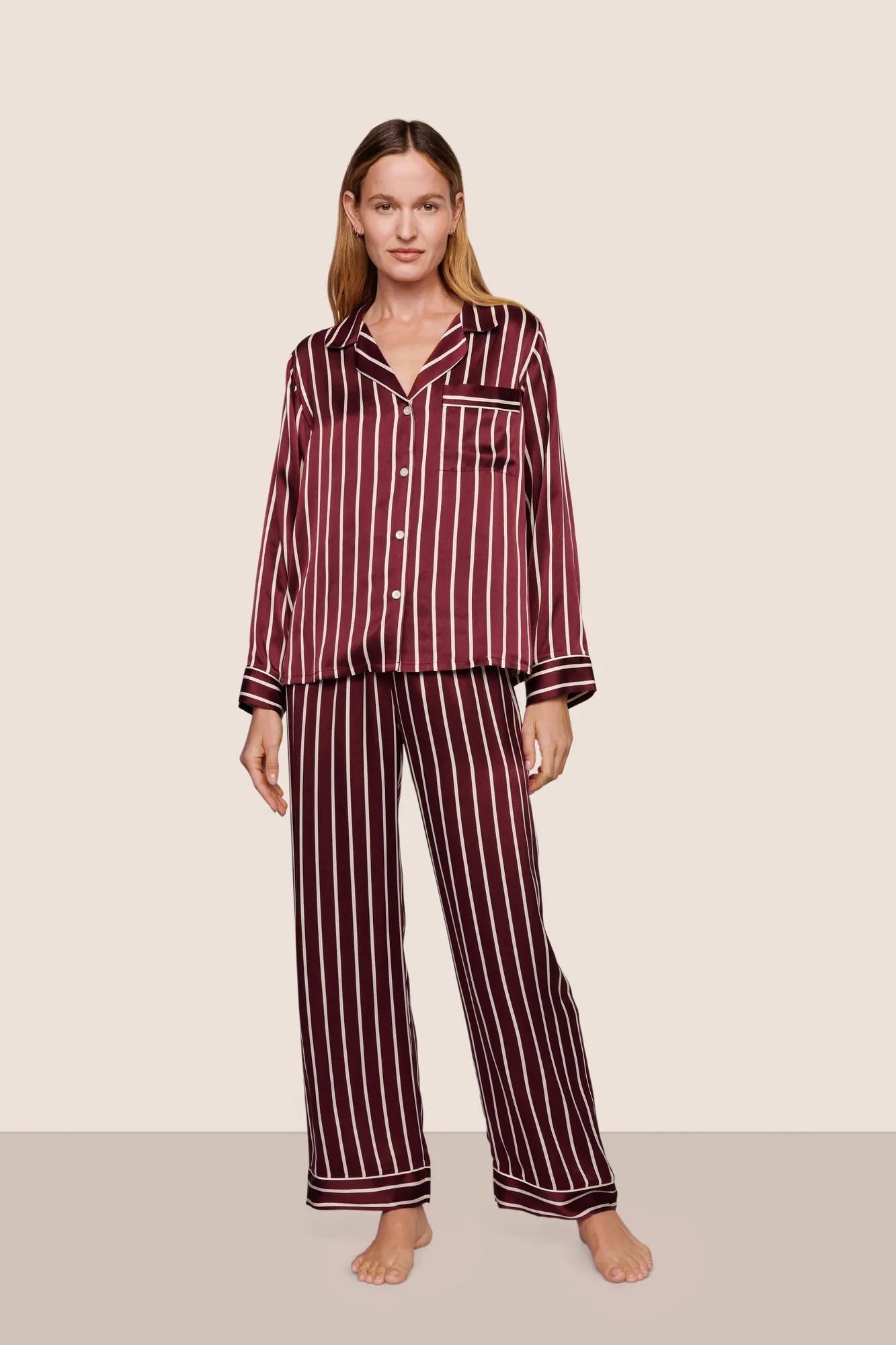 Inez Washable Silk Printed Long PJ Set