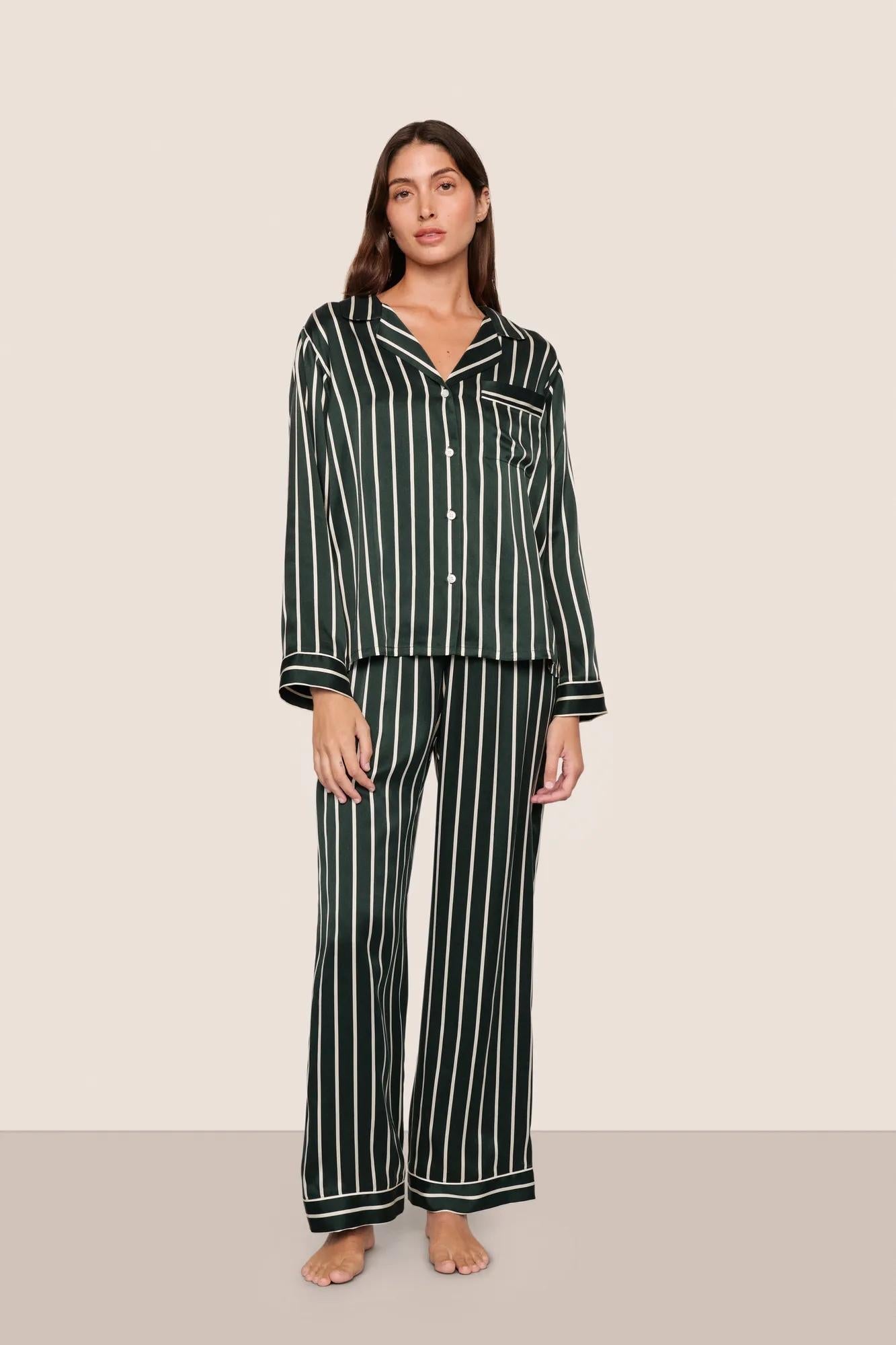 Inez Washable Silk Printed Long PJ Set