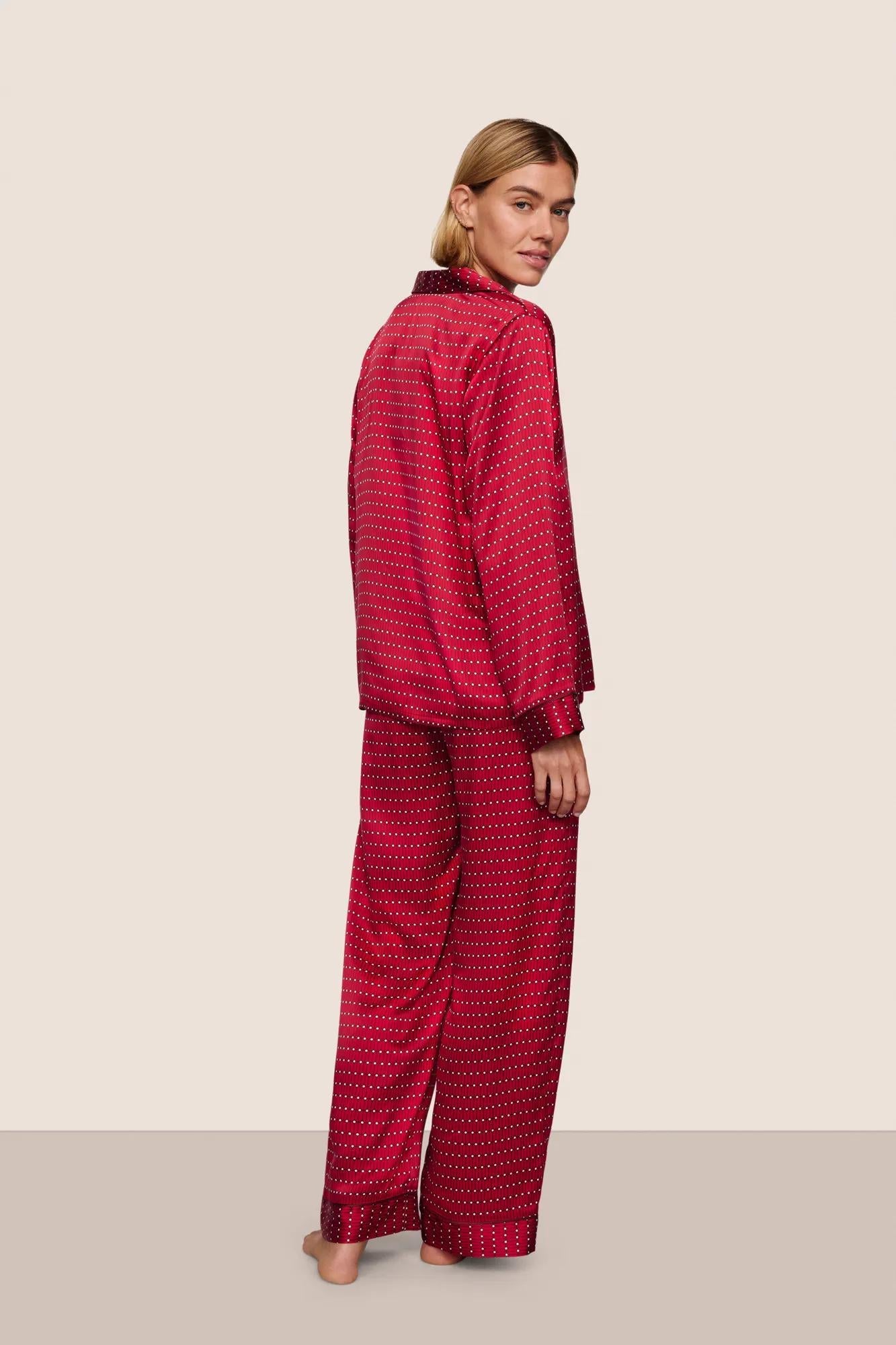 Inez Washable Silk Printed Long PJ Set