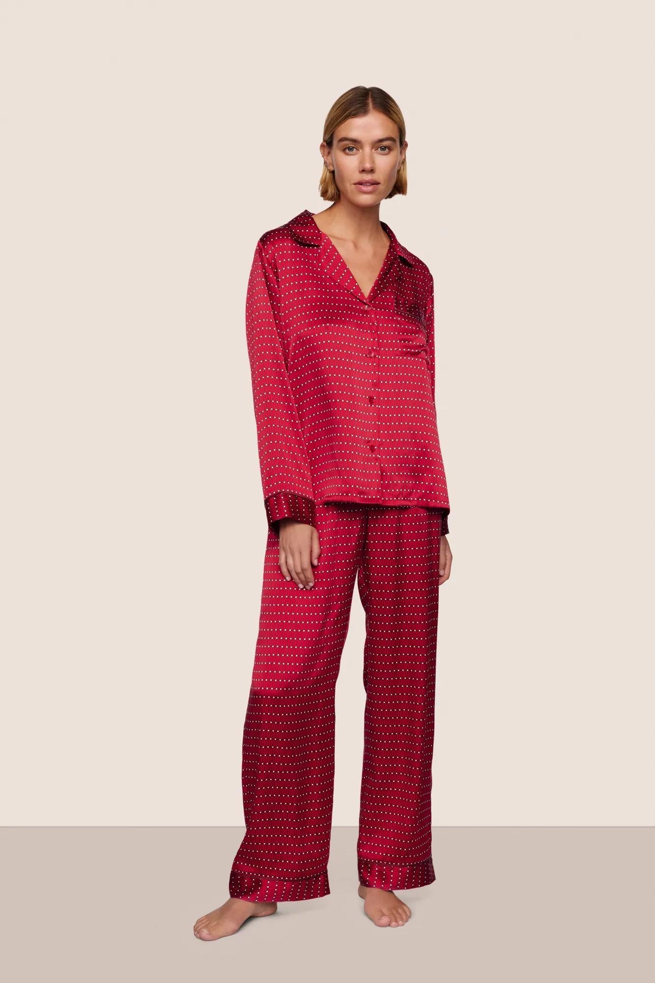 Inez Washable Silk Printed Long PJ Set
