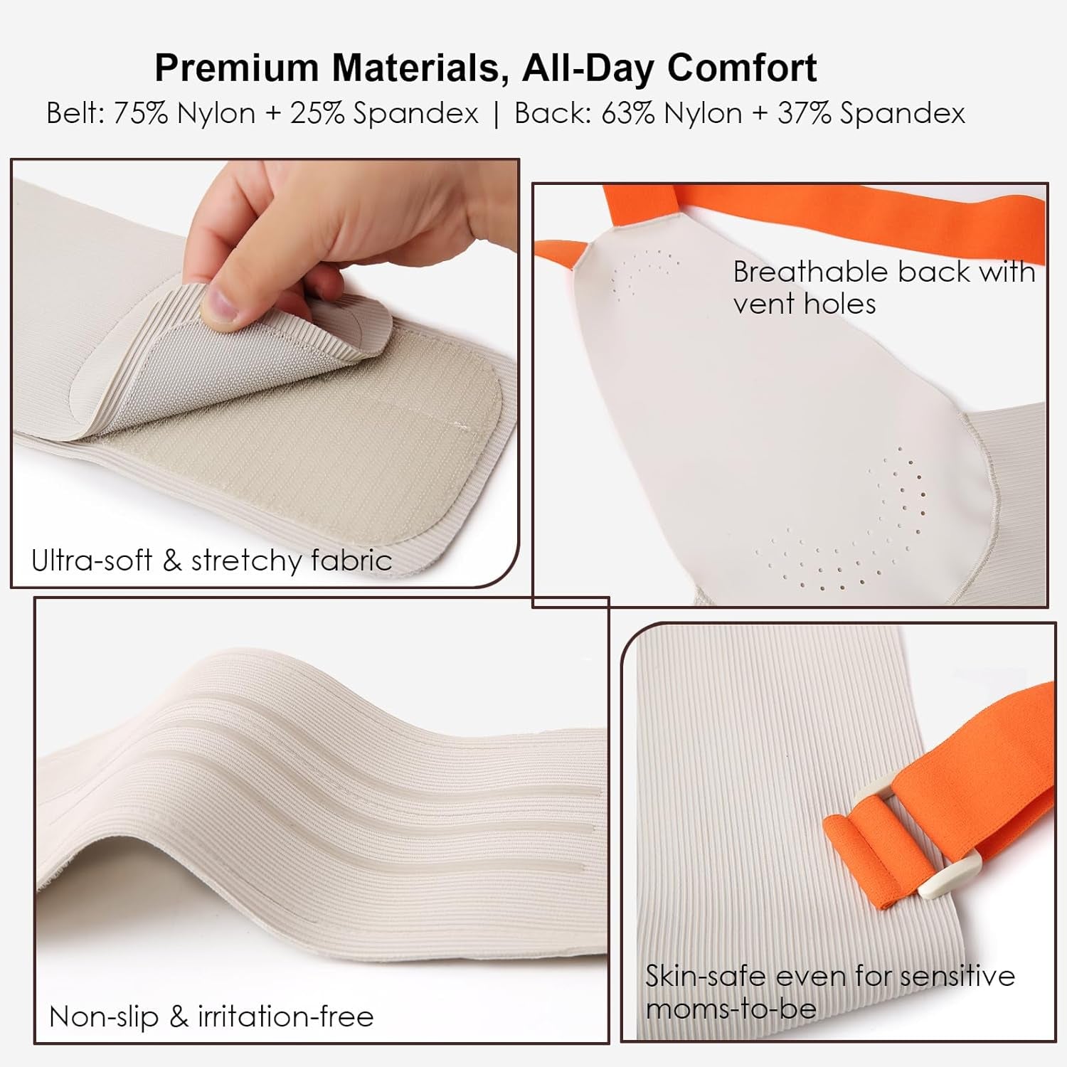 Belly Bands for Pregnant Women, Pregnancy Belly Band with Adjustable Support Brace Straps, Maternity Belt for Back, Abdomen and Waist (Beige,M)